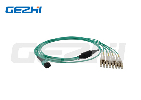 MPO al cable con varios modos de funcionamiento del desbloqueo del cordón de remiendo de la fibra óptica de las fibras OM3 50/125 del LC 8/12