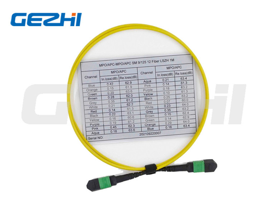 12 cable femenino del remiendo de la fibra de la serie con varios modos de funcionamiento OS2 9/125 MPO del cable