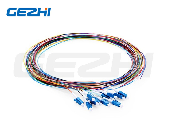 1m 3ft Pigtail de fibra óptica de modo único Lc Upc 12 fibras Os2 sin chaqueta de color codificado