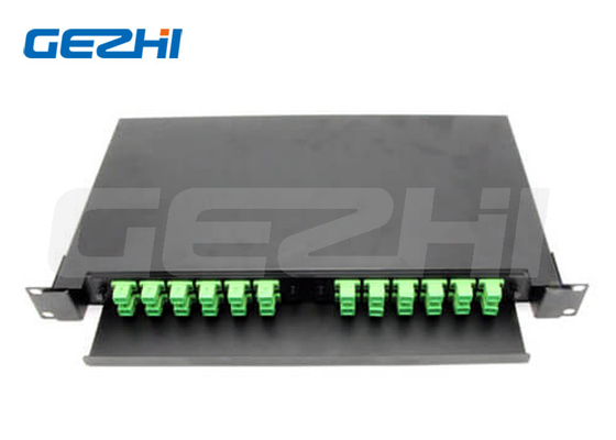 19' 1RU Slide Rail Rack Mount Panel de parches de fibra óptica - 2 FAP de metal