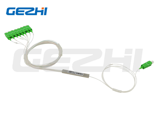 1x8 Fibra óptica PLC Splitter Bloqueo tubo de acero inoxidable G657A1 conector SC/APC en GEPON, FTTH
