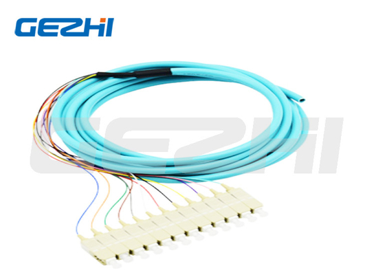 12 núcleos Pigtail de fibra óptica SC PC Multimodo OM3 Distribución Pigtails ópticos 0.9mm para la transmisión de datos